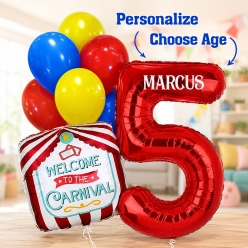 Carnival Airfill PERSONALIZED Choose Age Balloon Bouquet
